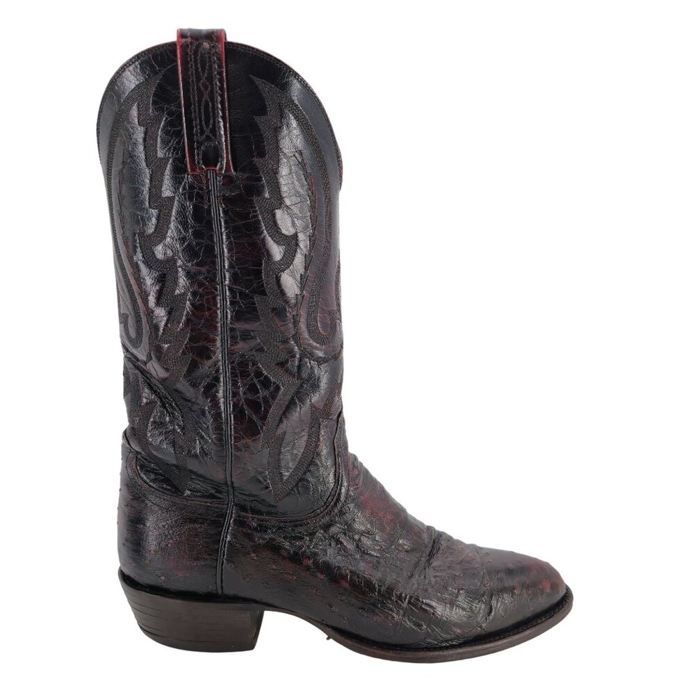 Lucchese 2000 Ostrich Neck Double-row Pegged 9D Black Cherry Cowboy Western Boot - Picture 6 of 16